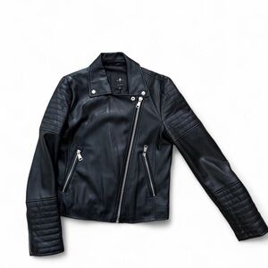 7 For All Mankind Black Leather Moto Jacket